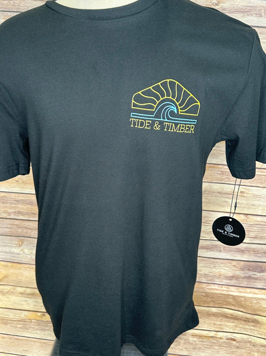 Tide and Timber Wave Tee Black