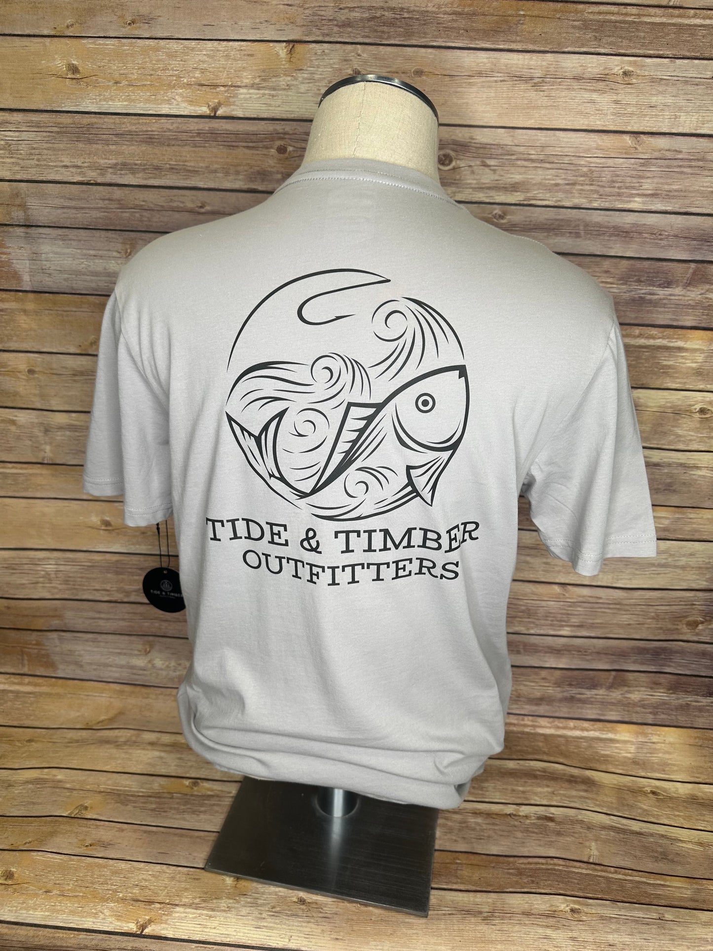 Silver Unisex hook & fish tee