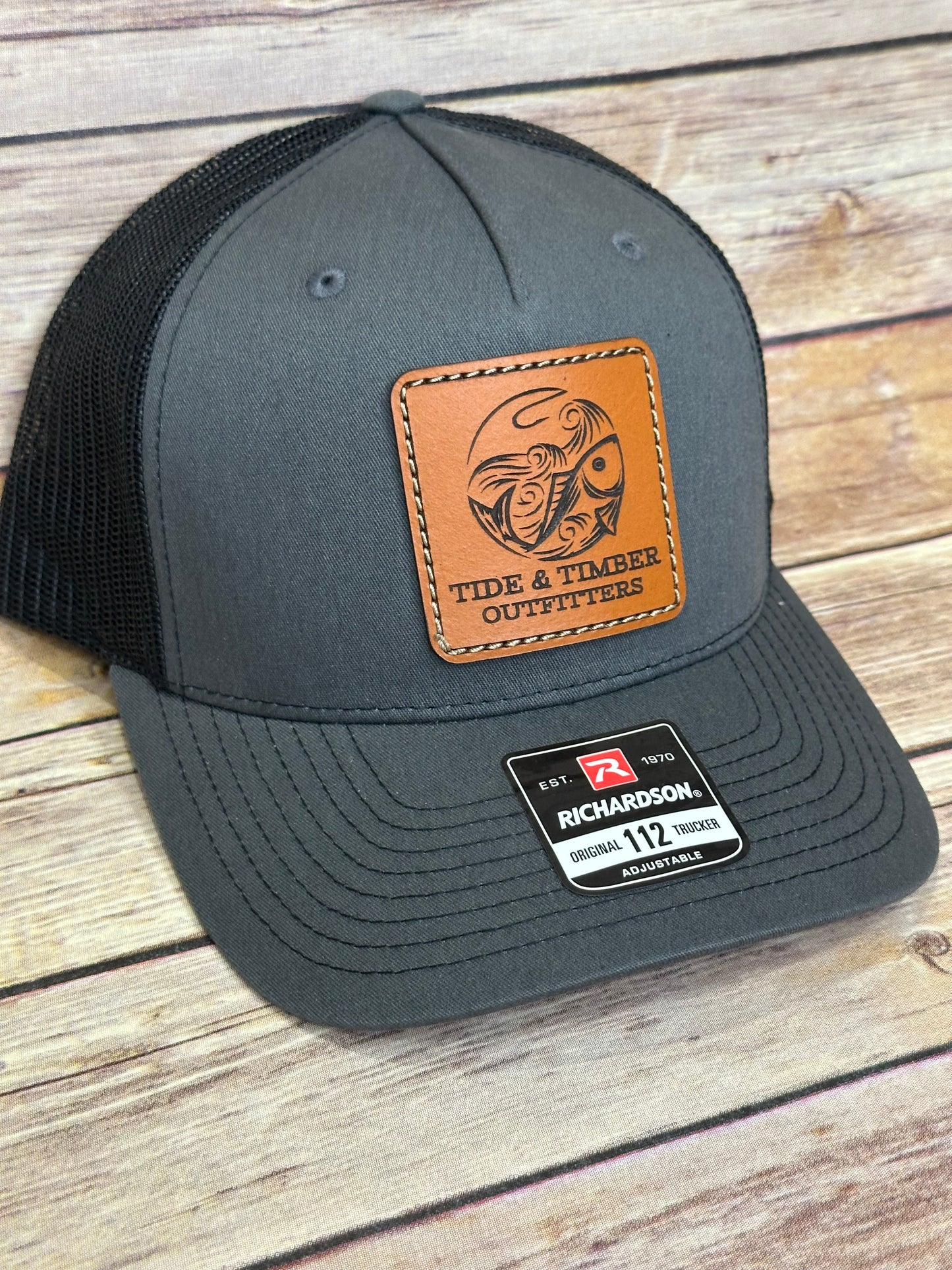 Charcoal/Black fish & hook trucker hat