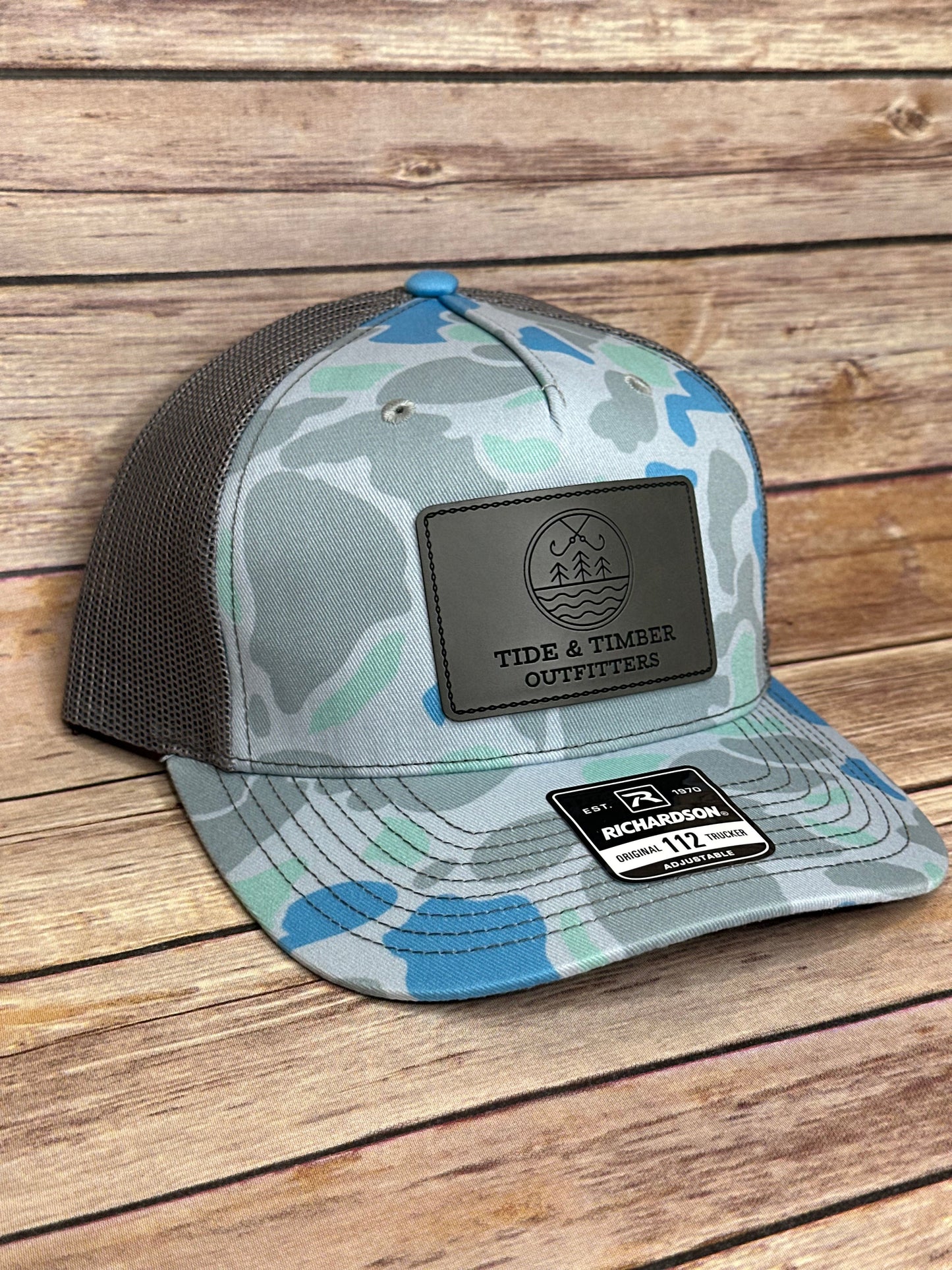 Saltwater Duck Camo/ Charcoal T&T Logo trucker hat