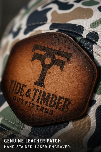 Tide & Timber Performance Camo Hat w/ Leather Patch