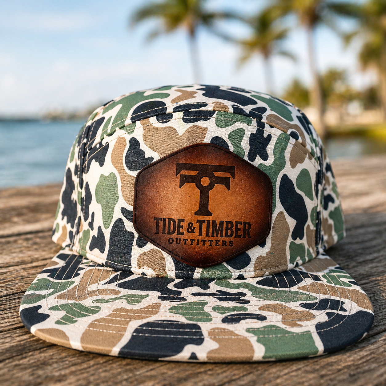 Tide & Timber Performance Camo Hat w/ Leather Patch