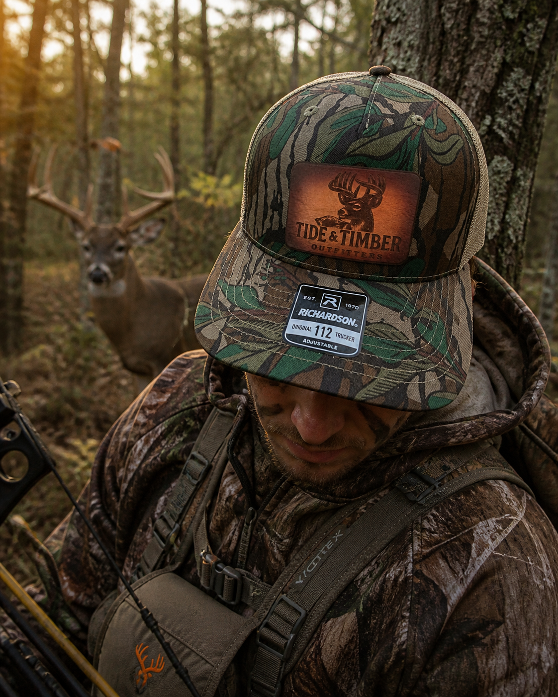 Tide & Timber Outfitters® Mossy Oak Buck Leather Patch Hat – 5 Panel
