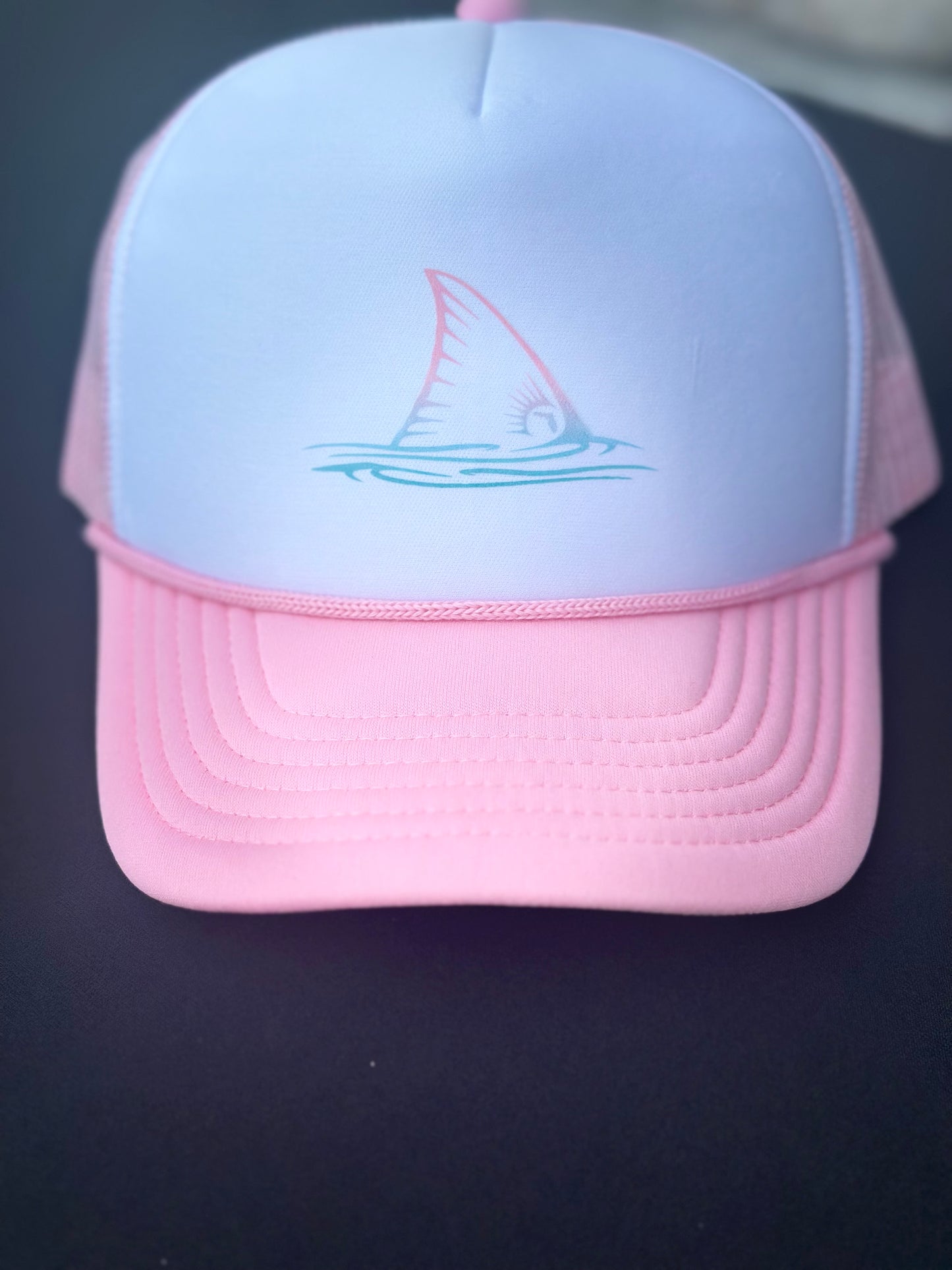 Pink ombre Red Fish foam rope trucker hat