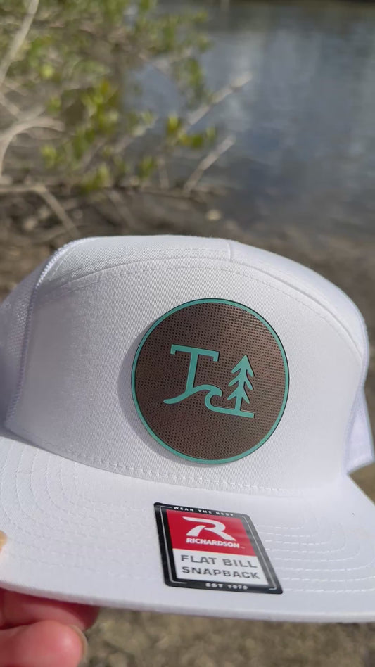 T&T wave and pine acrylic cooper/black/teal patch on White Richardson 7 panel